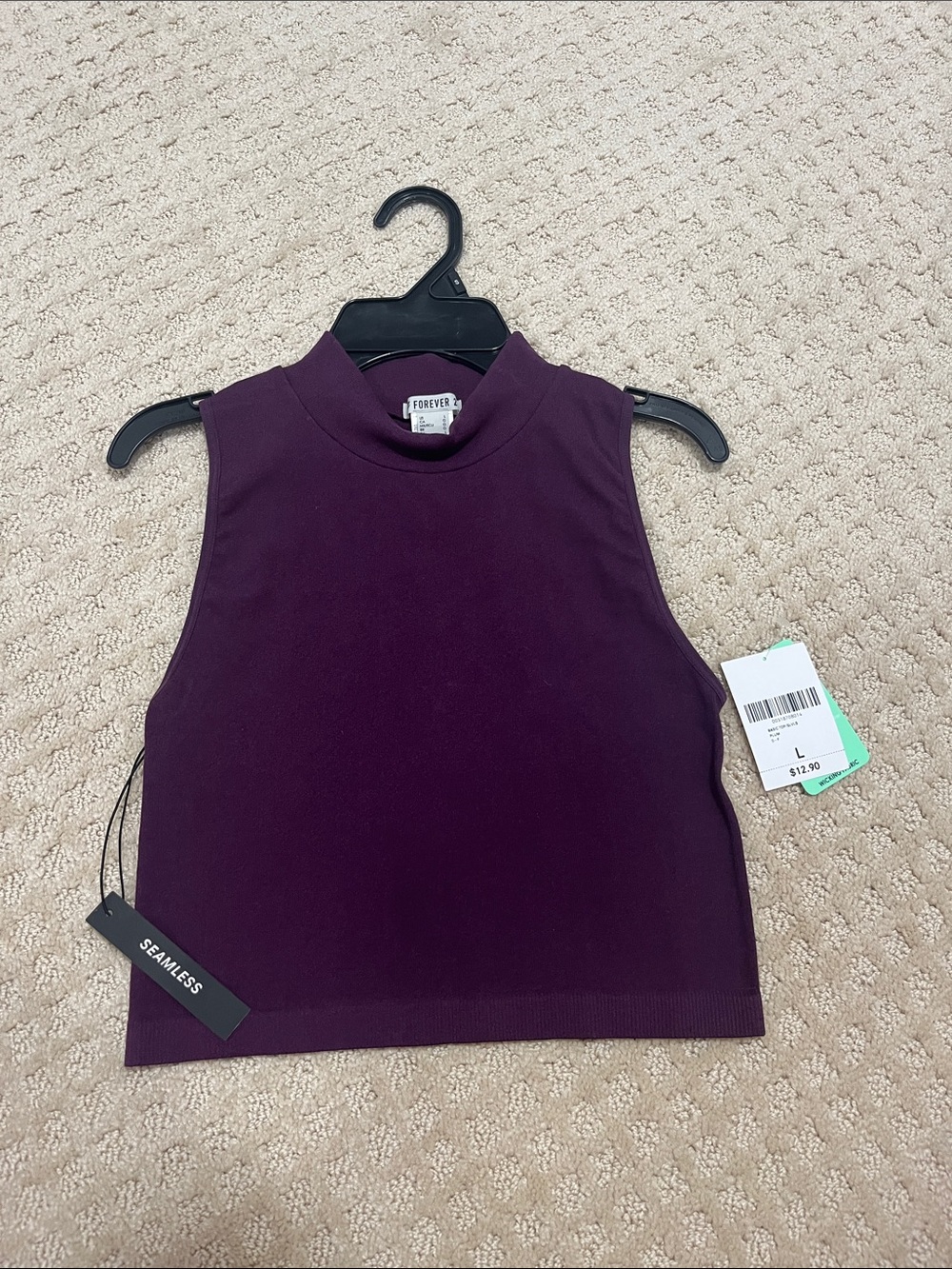 Forever 21 Plum Sleeveless Mock Neck Crop Top - Deep Purple